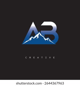  AB Creative Mountain Logo Bold Gradient Letter mark Branding Design for Business Outdoor Brands