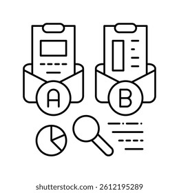 ab email split test marketing line icon vector. ab email split test marketing sign. isolated contour symbol black illustration