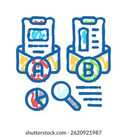 ab email split test marketing doodle icon sketch vector. ab email split test marketing sign. isolated symbol illustration