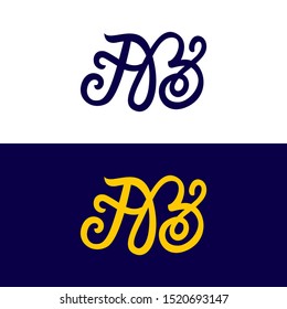 AB hand drawn lettering initial alphabet logo concept. symbol and icon of