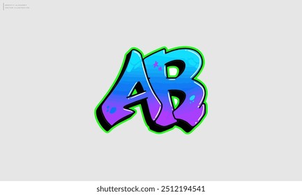 AB Hand Lettering Dripping Graffiti alphabet vector 