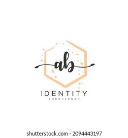 AB Handwriting logo vector of initial signature, wedding, fashion, jewerly, boutique, floral and botanical with creative template for any company or business.