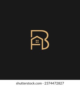logotipo AB Home con plantilla de diseño aislada en fondo negro,
