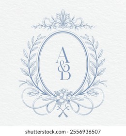 AB initial floral wedding crest design. Beautiful hand Wedding Crest Logo Monogram.