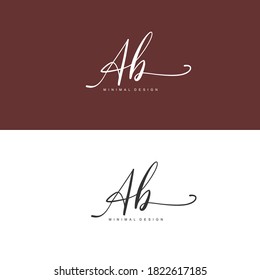 AB Initial handwriting or handwritten logo for identity. Logo with signature and hand drawn style.