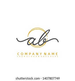 AB Initial handwriting logo concept