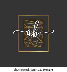 AB Initial Handwriting logo template vector