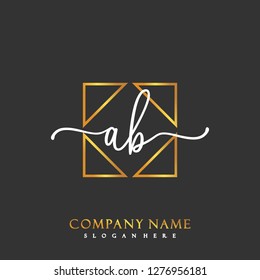 AB Initial Handwriting logo template vector