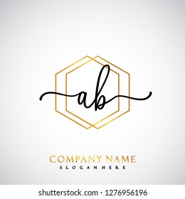 AB Initial Handwriting logo template vector