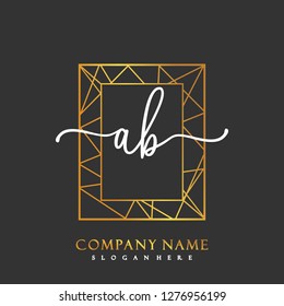 AB Initial Handwriting logo template vector