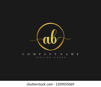 AB initial handwriting logo template vector