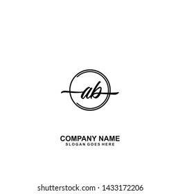 AB Initial handwriting logo template vector