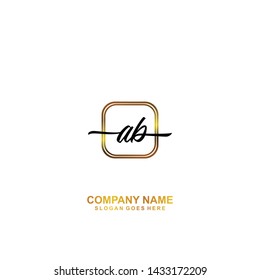 AB Initial handwriting logo template vector