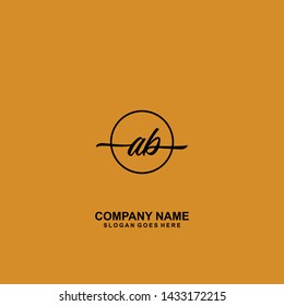 AB Initial handwriting logo template vector
