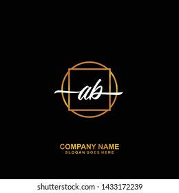 AB Initial handwriting logo template vector