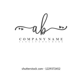 AB Initial handwriting logo vector