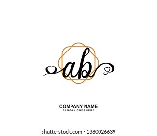 AB Initial handwriting logo vector