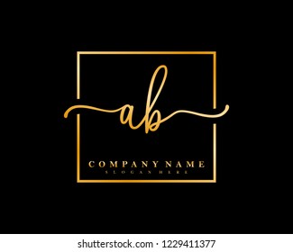 AB Initial handwriting square minimalist logo vector