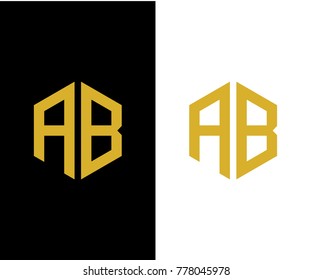 AB initial hexagon icon. letter. logo design vector eps 10