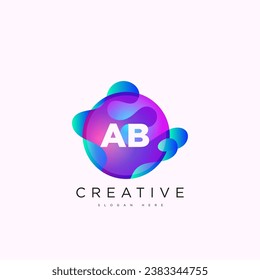 AB Initial letter  3D logo template colorful circle sphere design for business and company identity