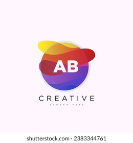AB Letra inicial plantilla de logotipo 3D colorido diseño de esfera de círculo para identidad empresarial y de empresa