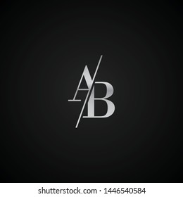 AB initial letter elegant Logo template vector creative business black and silver color based