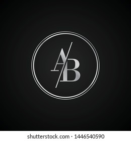 AB initial letter elegant Logo template vector creative business black and silver color based