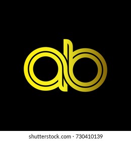 ab initial letter logo design template vector in gold color