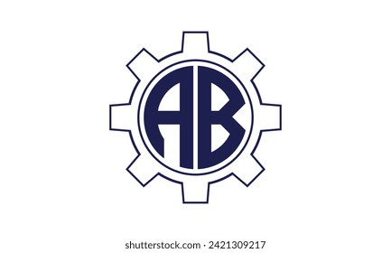 AB initial letter mechanical circle logo design vector template. industrial, engineering, servicing, word mark, letter mark, monogram, construction, business, company, corporate, commercial, geometric