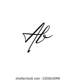 Ab initial letter signature logo. Handwritten A b monogram logo template