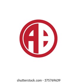 AB initial letters circle business logo red
