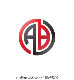 AB initial letters linked circle company logo red black
