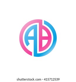 AB initial letters linked circle logo pink blue