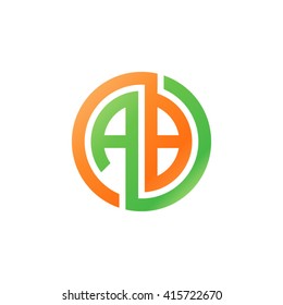 AB initial letters linked circle logo orange green