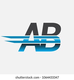 AB initial logo company name colored black and blue, Simple and Modern Logo Design.