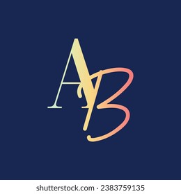 AB Initial Logo Design with Elegant Handwriting Style. AB Signature Logo or Symbol for Wedding, Fashion, Jewelry, Boutique, Botanical