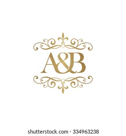 A&B Initial logo. Ornament ampersand monogram logo gold
