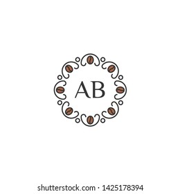 ab initial logo template with coffee beans linear
