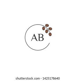 ab initial logo template with coffee beans linear
