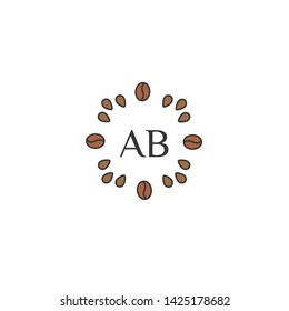 ab initial logo template with coffee beans linear
