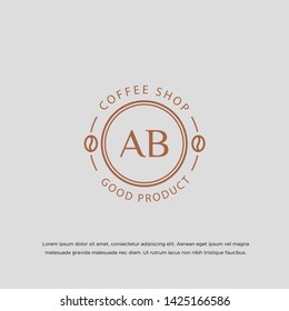 ab initial logo template design, coffee beans design with monoline style