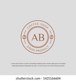 ab initial logo template design, coffee beans design with monoline style