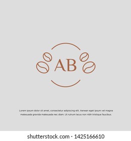 ab initial logo template design, coffee beans design with monoline style