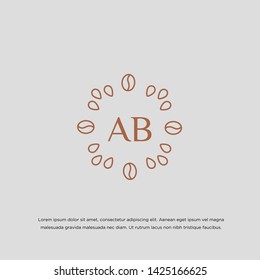 ab initial logo template design, coffee beans design with monoline style