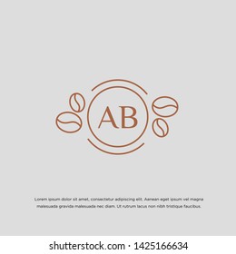ab initial logo template design, coffee beans design with monoline style