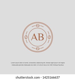 ab initial logo template design, coffee beans design with monoline style
