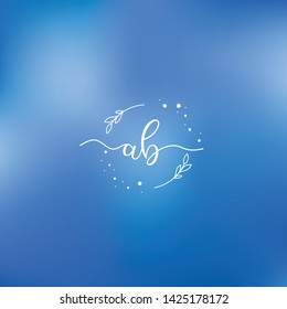 ab Initial logo template with handwriting and Round Frame vector