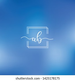 ab Initial logo template with handwriting and Round Frame vector