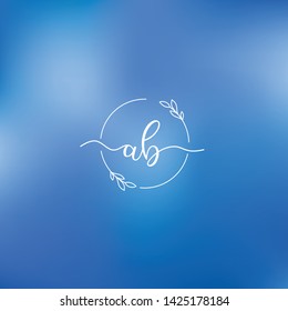ab Initial logo template with handwriting and Round Frame vector
