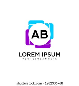 AB initial logo template vector